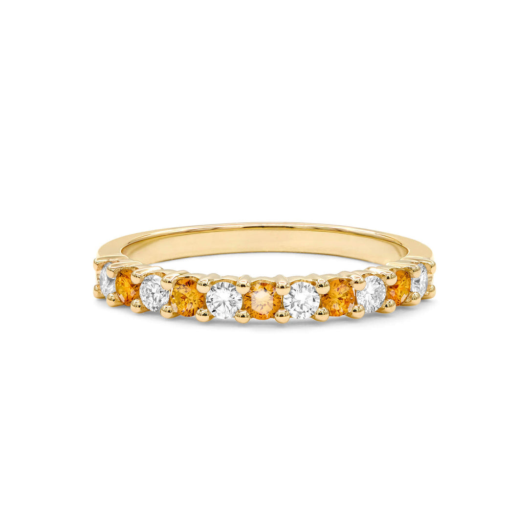 1.32TCW Round Cut Citrine Moissanite November Birthstone Wedding Band