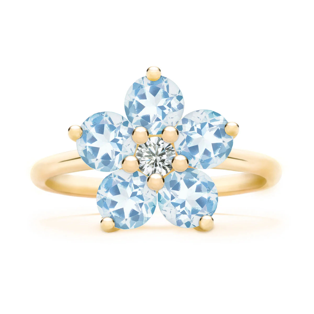 1.25CT Round Cut Floral Moissanite March Bithstone Engagement Ring