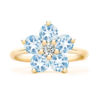 1.25CT Round Cut Floral Moissanite March Bithstone Engagement Ring
