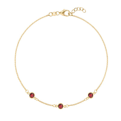 1.50TCW Round Cut Three Strone Garnet Moissanite Bracelets