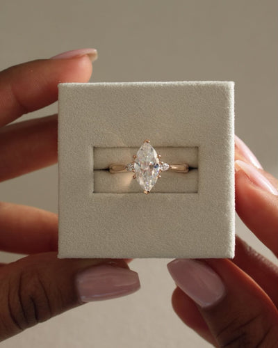 1.0 CT Marquise Cut Three Stone Moissanite Engagement Ring