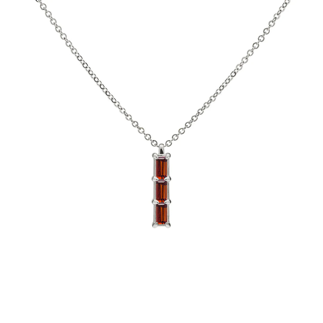 0.50 TCW Baguette Cut Red Garnet Moissanite Necklace-January Birthstone