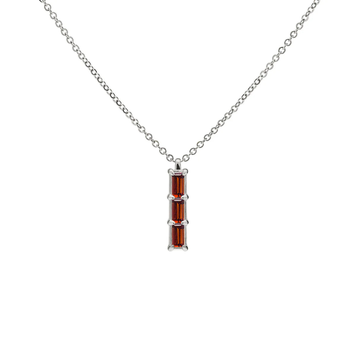 0.50 TCW Baguette Cut Red Garnet Moissanite Necklace-January Birthstone