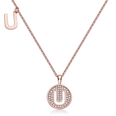 " U " Letter Moissanite Diamond Necklace for Women