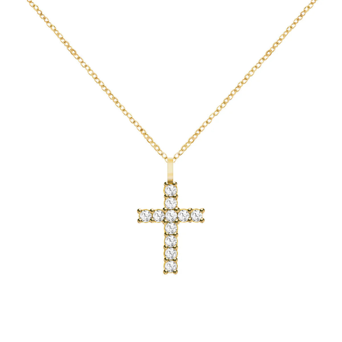 1.32TCW Round Diamond Cross Moissanite April Birthstone Pendant Necklace