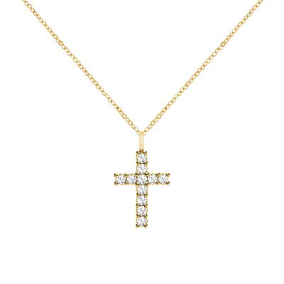 1.32TCW Round Diamond Cross Moissanite April Birthstone Pendant Necklace