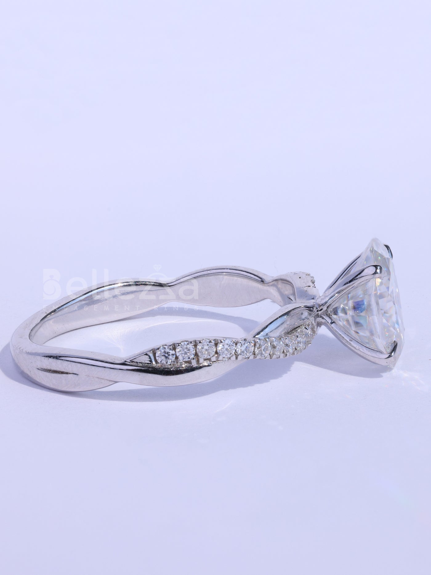 1.0CT Oval Cut Twisted Pave Setting Moissanite Engagement Ring