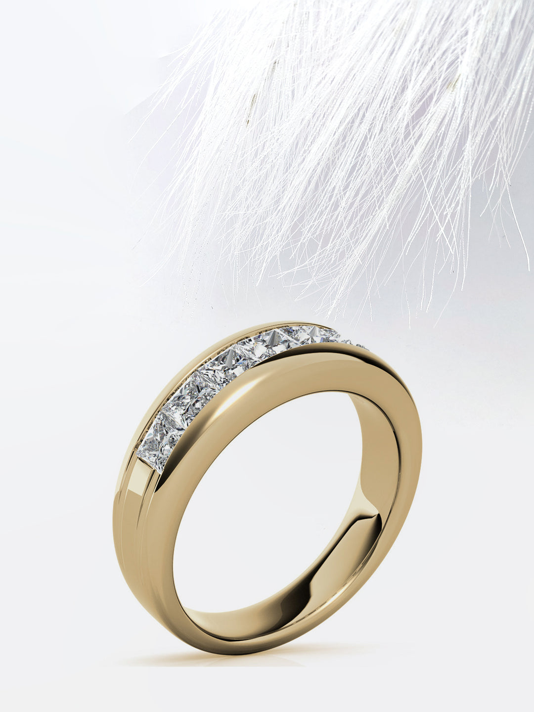 Princess Cut Seven Stone Moissanite Men's Diamond Wedding Band