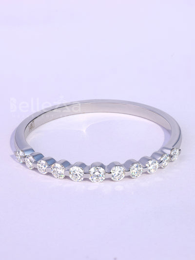 Round Cut Half Eternity Moissanite Wedding Band For Her