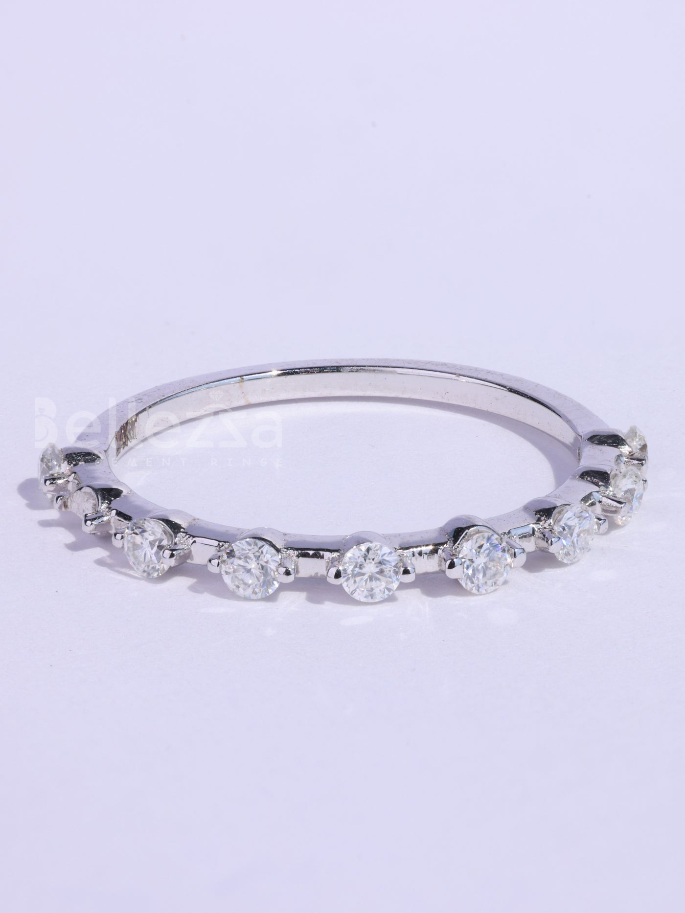 Round Cut Petite Pave Setting Moissanite Wedding Band