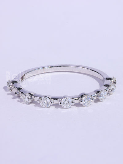 Round Cut Petite Pave Setting Moissanite Wedding Band