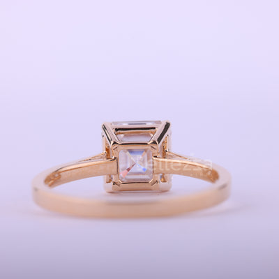 1.50CT Asscher Cut Solitaire Moissanite Engagement Ring