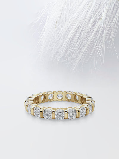 Round Cut Bar Set Diamond Wedding Band For Women