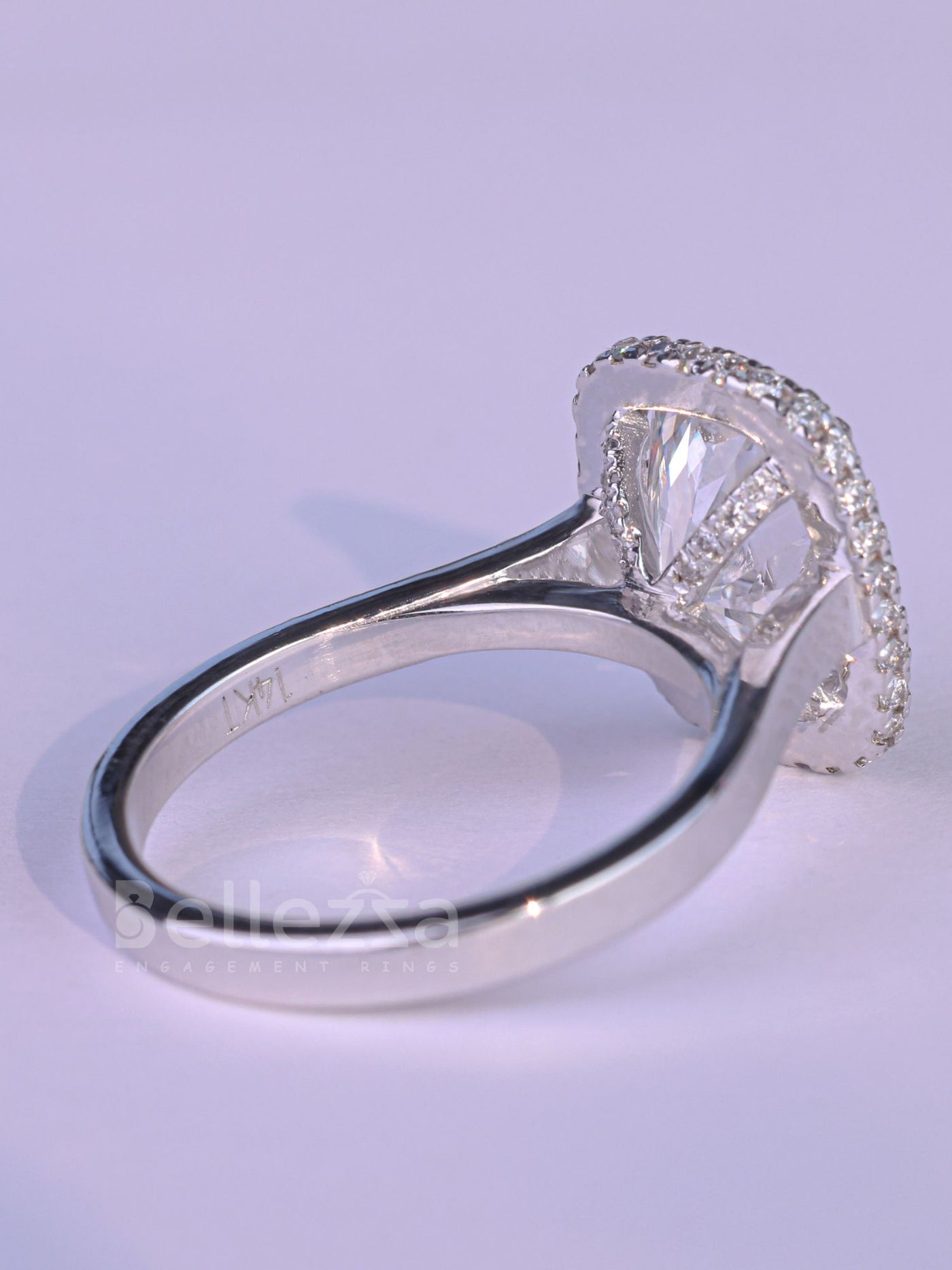 2.0CT Elongated Cushion Cut Halo Set Engagement Ring