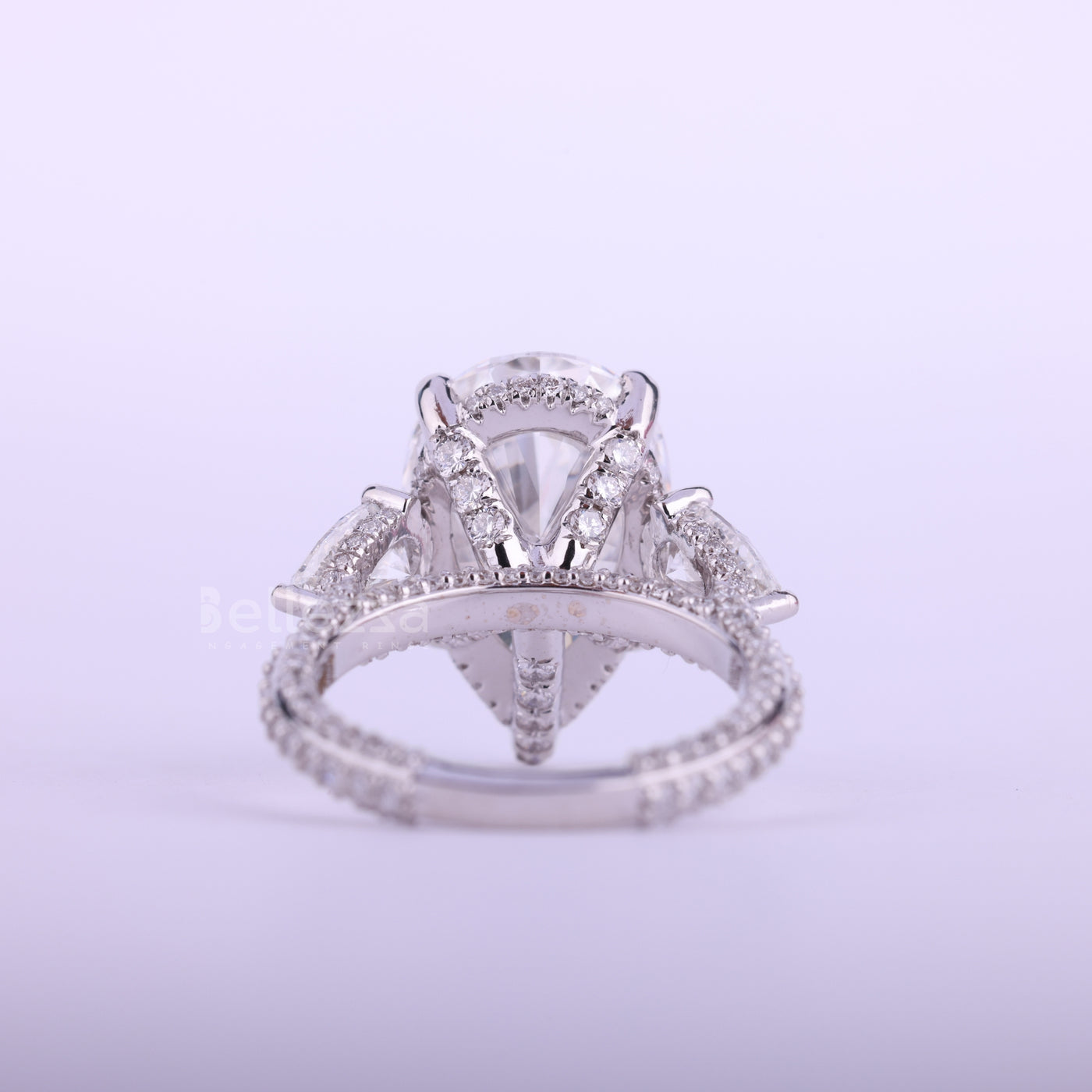 3.50CT Pear Cut Diamond Three Stone Cluster Engagement Ring