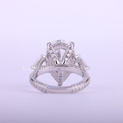 3.50CT Pear Cut Diamond Three Stone Cluster Engagement Ring