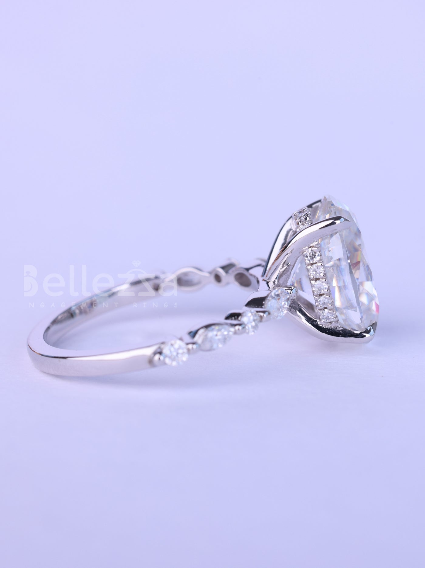 1.50CT Oval Cut Diamond Pave Setting Moissanite Engagement Ring