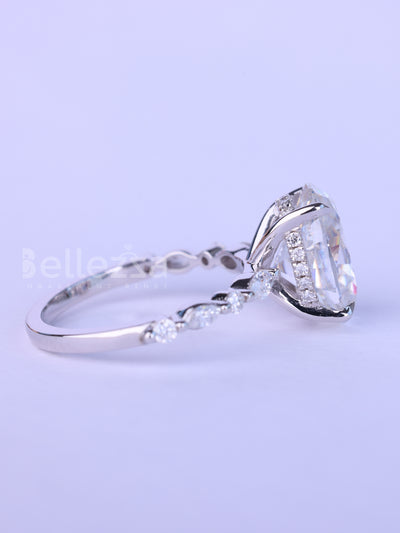 1.50CT Oval Cut Diamond Pave Setting Moissanite Engagement Ring