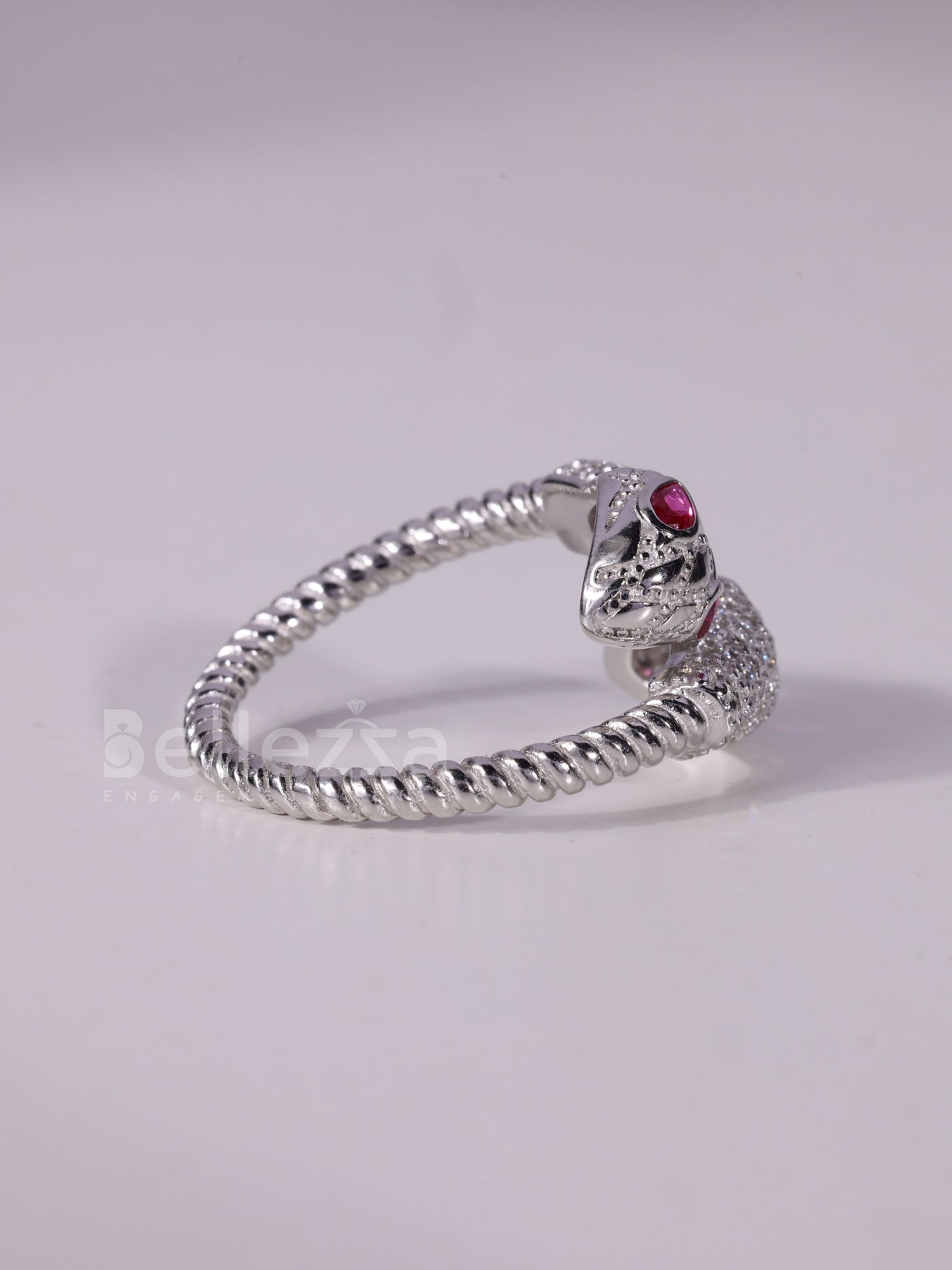 0.40TCW Pink Pear Cut Diamond Snake Style Unique Spiral Ring