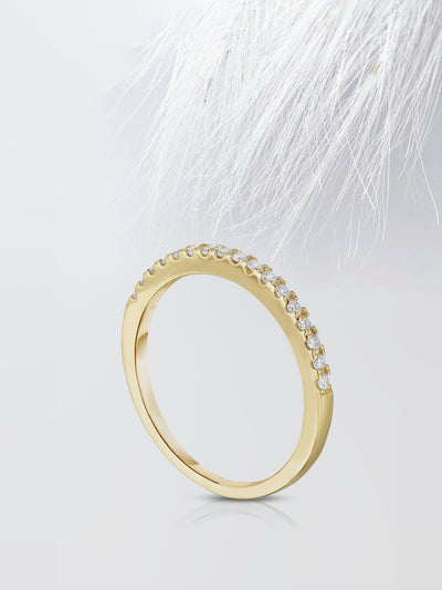 Round Cut Half Eternity Diamond Wedding Band, Anniversary Gift For Her