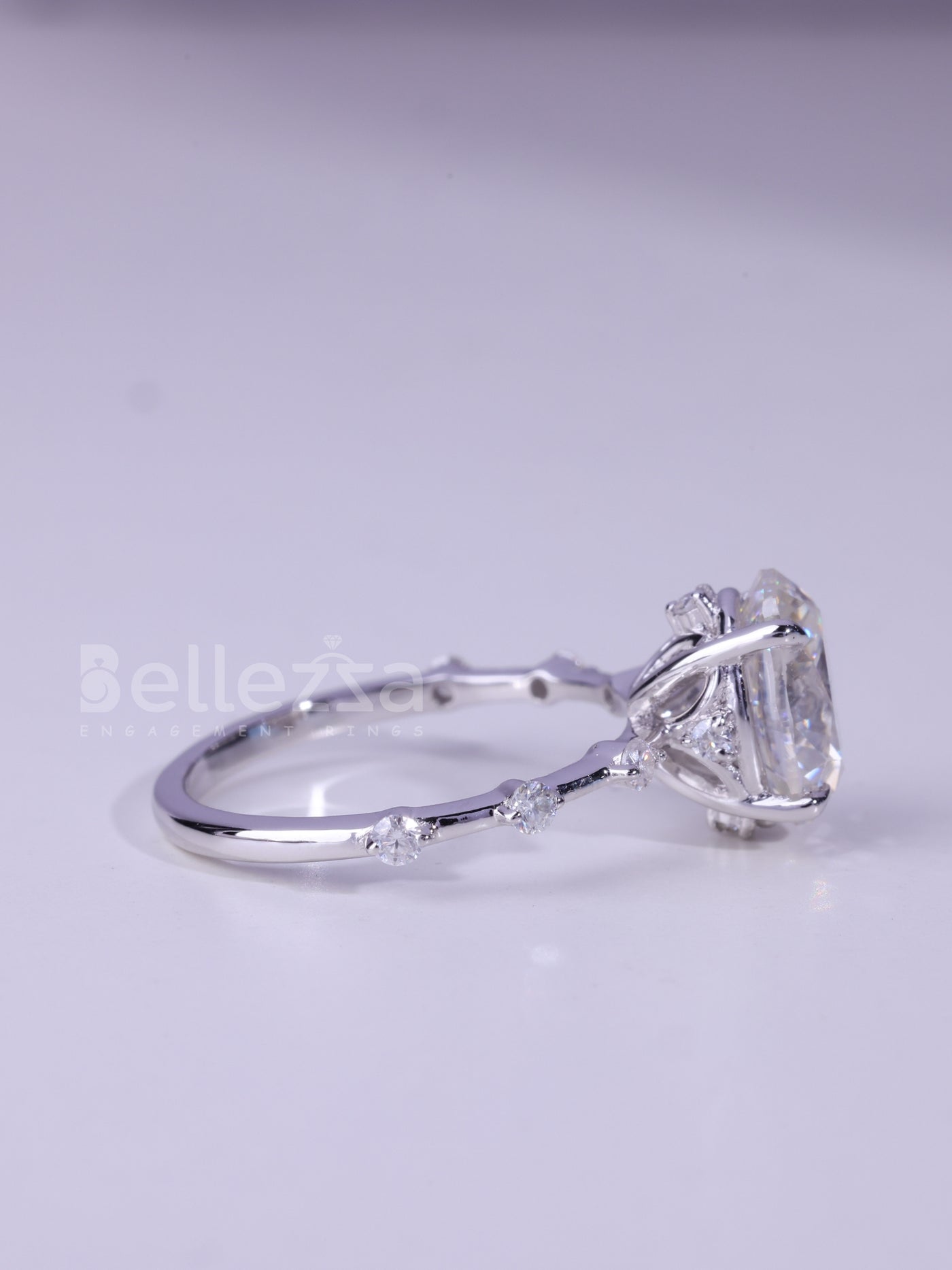 1.50CT Oval Cut Petite Pave Setting Moissanite Engagement Ring