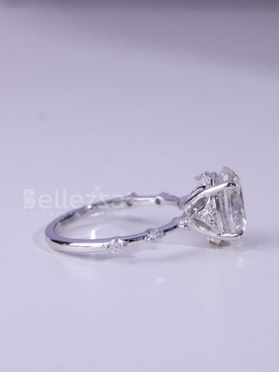 1.50CT Oval Cut Petite Pave Setting Moissanite Engagement Ring