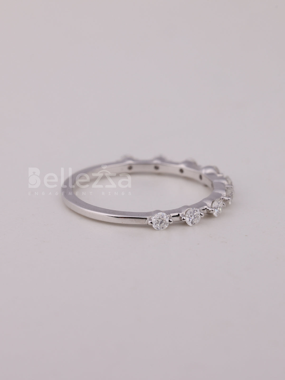 Round Cut Petite Pave Setting Moissanite Wedding Band