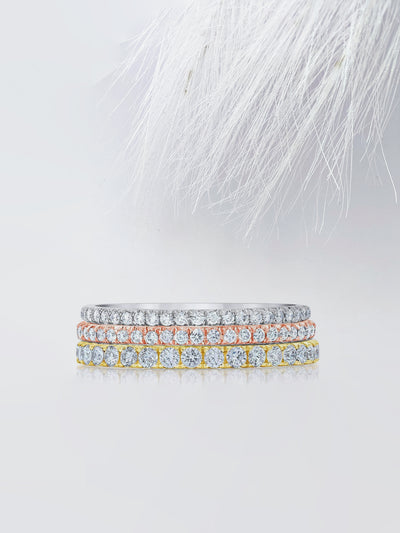 Round Cut Micro Pave Eternity Diamond Wedding Band For Women