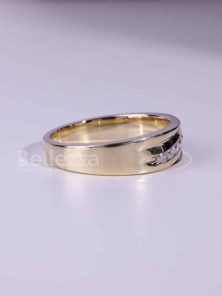 1.0CTW Round Cut Channle Set Men's Wedding Band