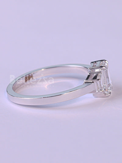 2.0CT Emerald Cut Diamond Three Stone Moissanite Engagement Ring