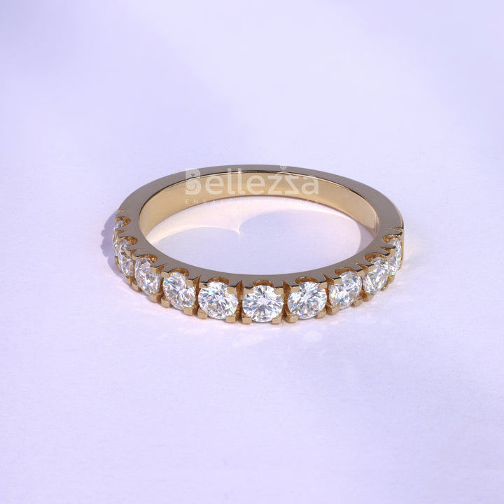 Round Cut Half Eternity Wedding Band For Her - Ready To Ship