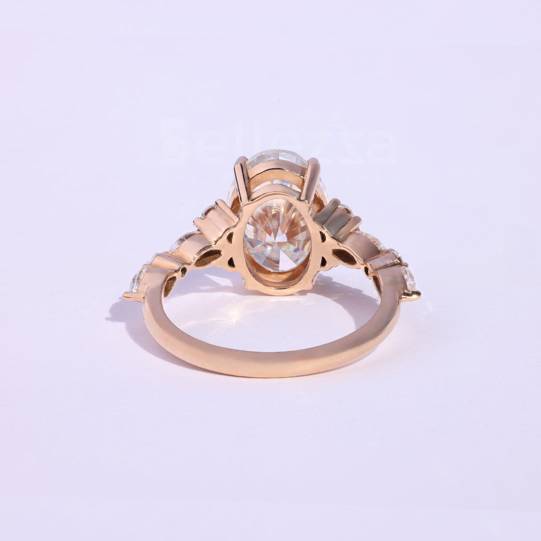 3.50CT Oval Cut Moissanite Cluster Engagement Ring - Ready to ship