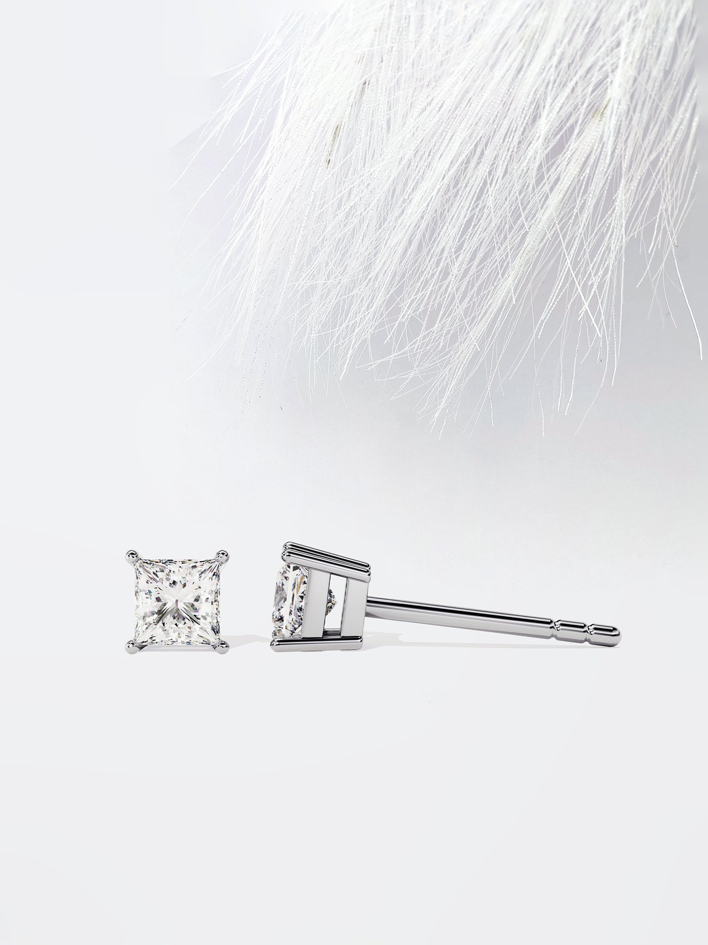 Princess Cut Solitaire Moissanite Stud Diamond Earrings For Women