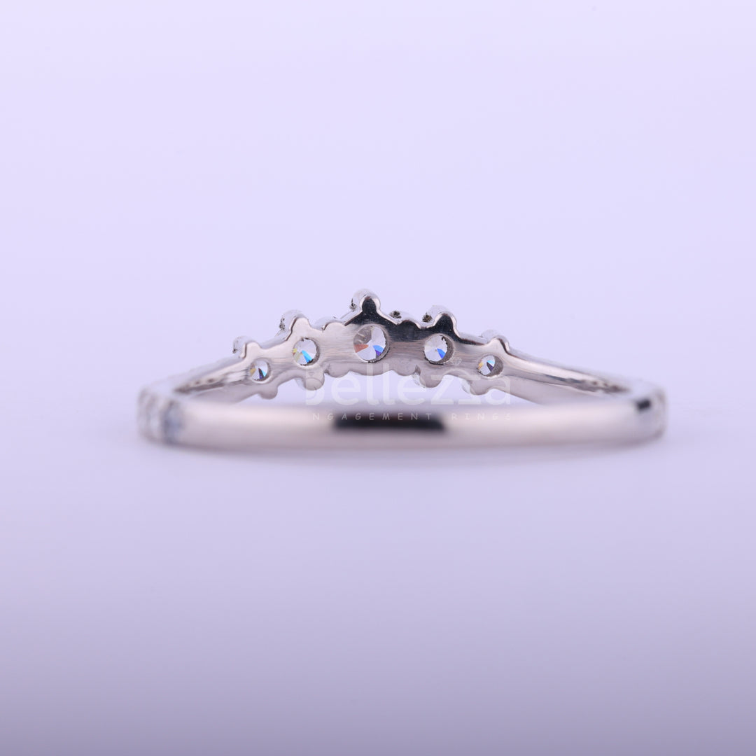 Round Cut Curved Moissanite Wedding Band For Her