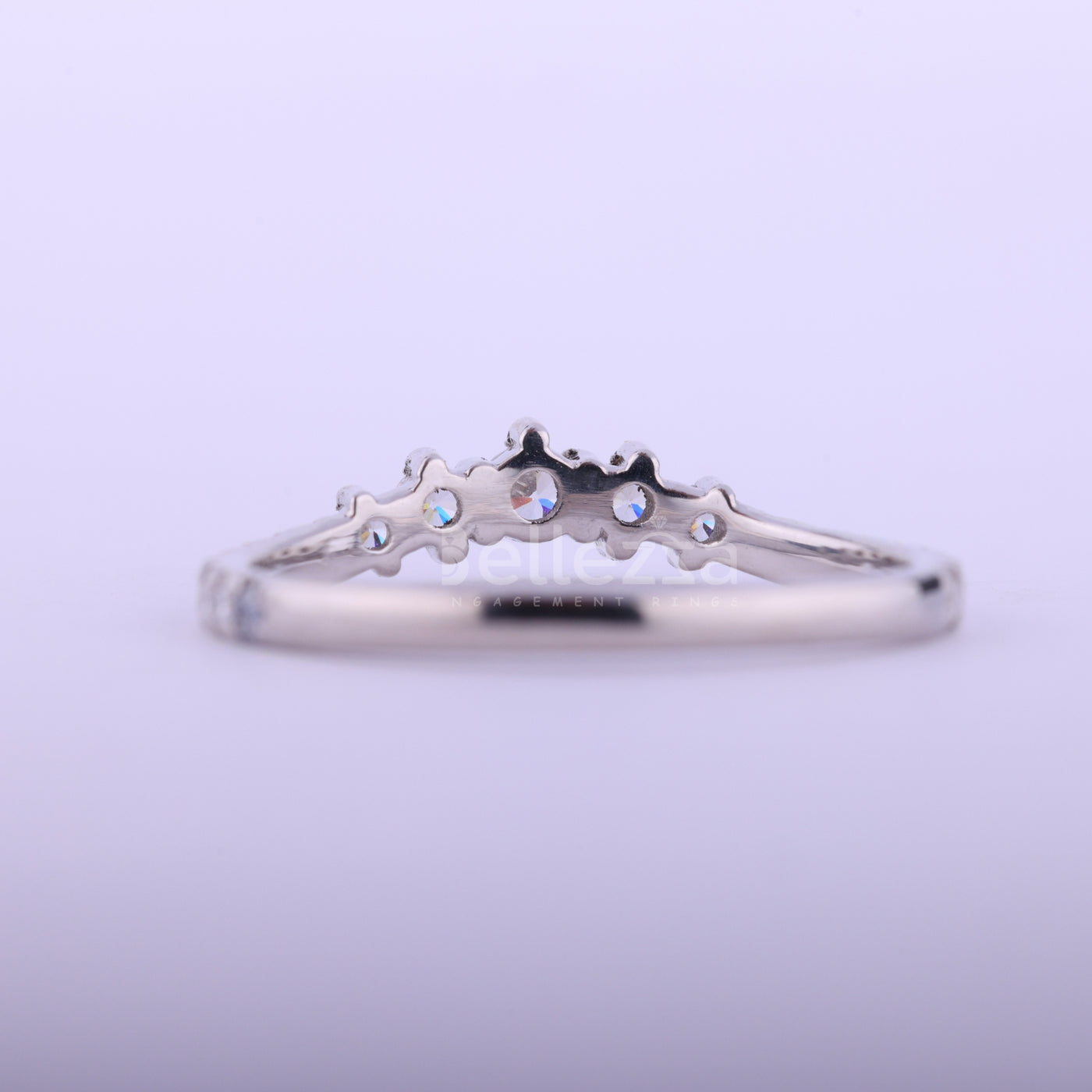 Round Cut Curved Moissanite Wedding Band For Her