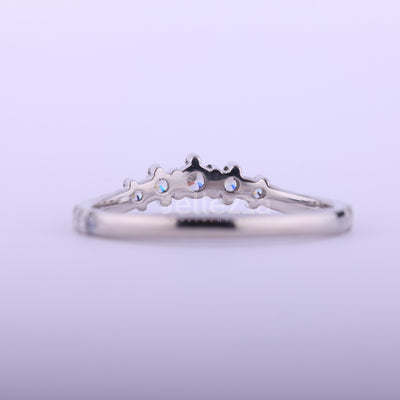 Round Cut Curved Moissanite Wedding Band For Her