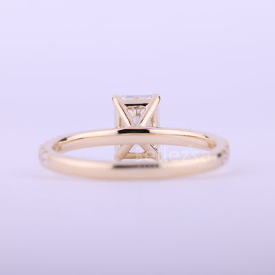 1.0CT Radiant Cut Pave Setting moissanite Engagement Ring