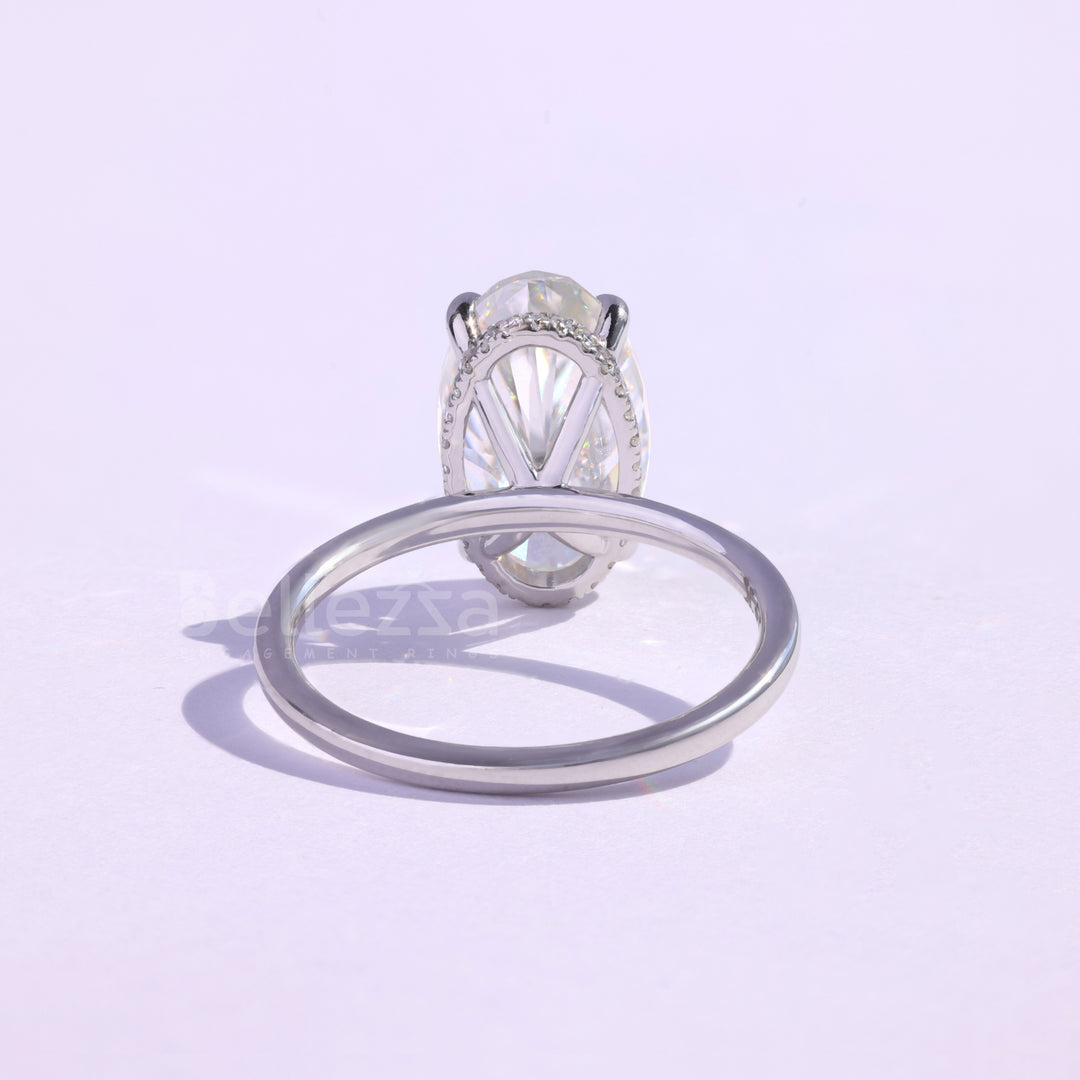 3.0CT Oval Cut Moissanite Hidden Halo Engagement Ring - Ready to ship
