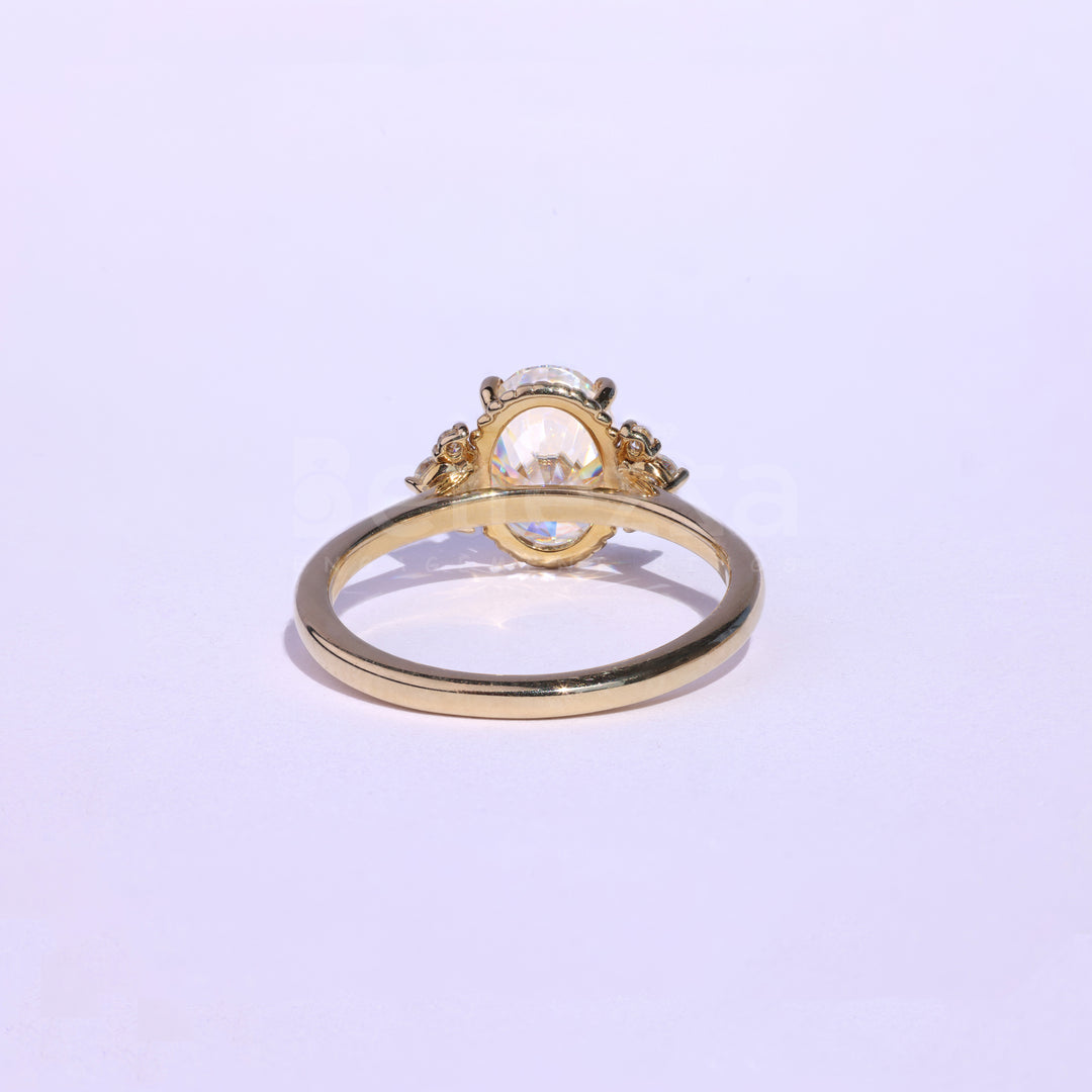 1.0CT Oval Cut Cluster Moissanite Engagement Ring - Ready to Ship