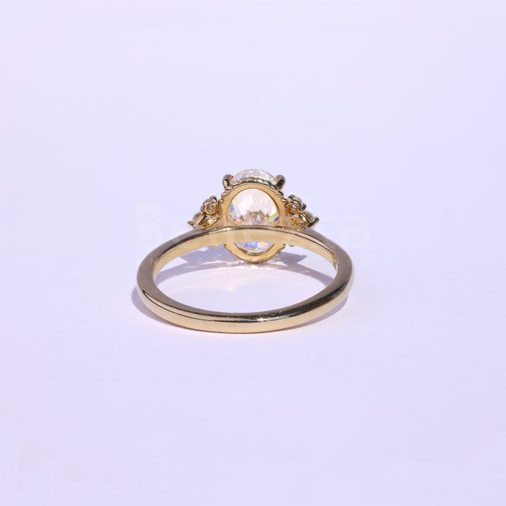 1.0CT Oval Cut Cluster Moissanite Engagement Ring - Ready to Ship