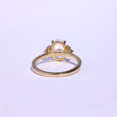 1.0CT Oval Cut Cluster Moissanite Engagement Ring - Ready to Ship