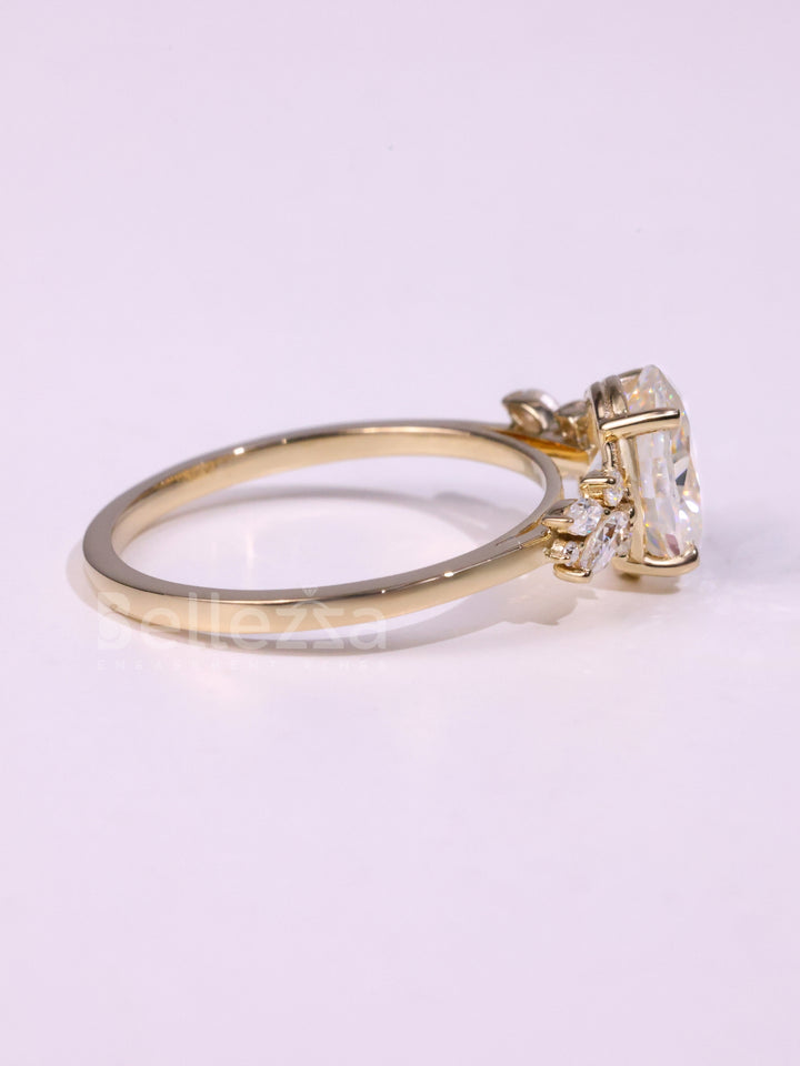 1.50CT Oval Cut Diamond Cluster Moissanite Engagement Ring