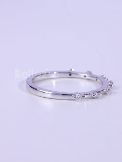 Round Cut Diamond Petite Pave Setting Moissanite Wedding Band
