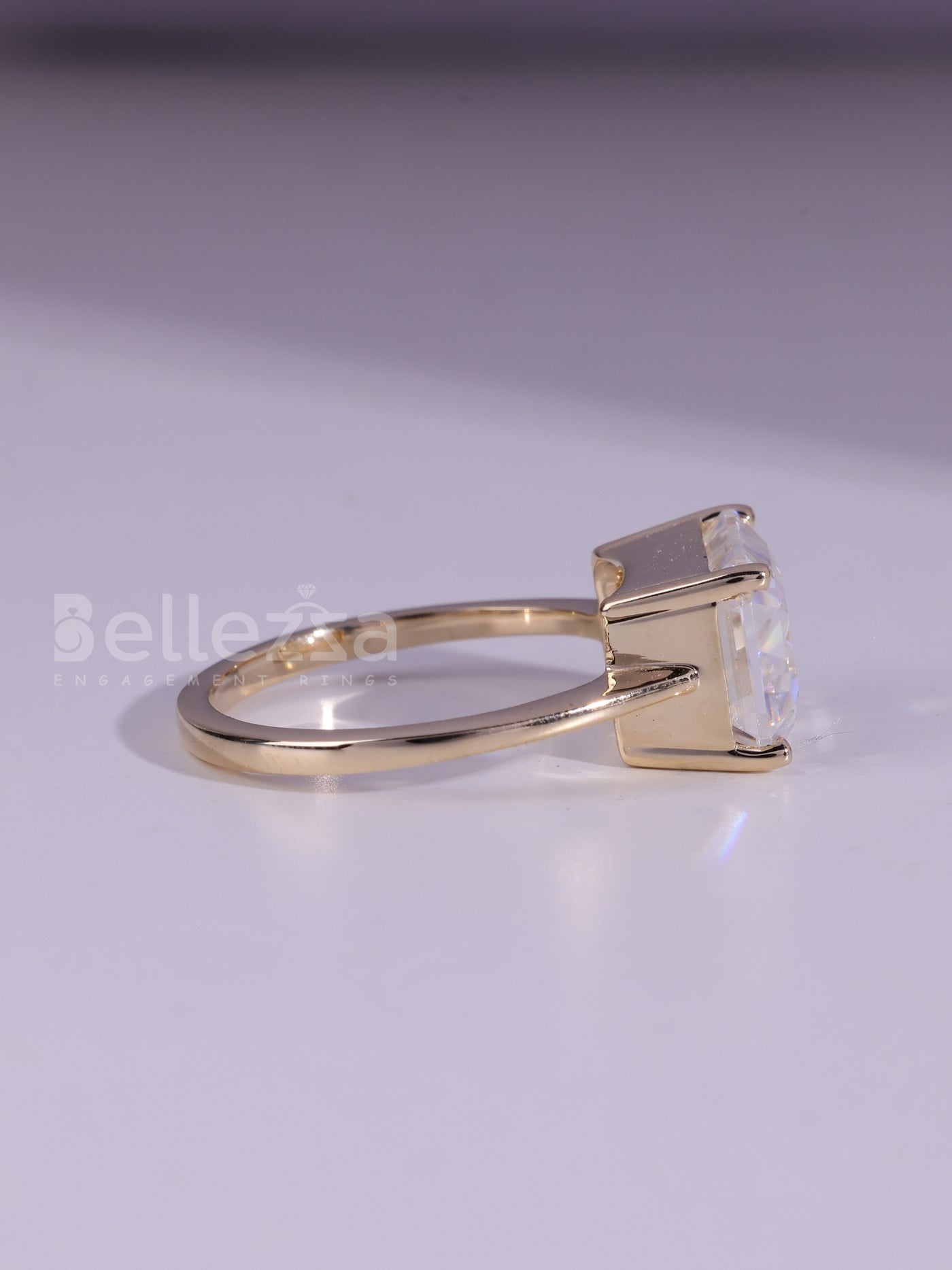 3.0CT East West Emerald Cut Solitaire Engagement Ring