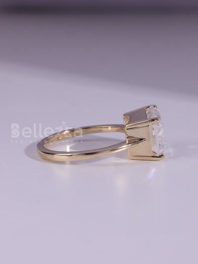 3.0CT East West Emerald Cut Solitaire Engagement Ring