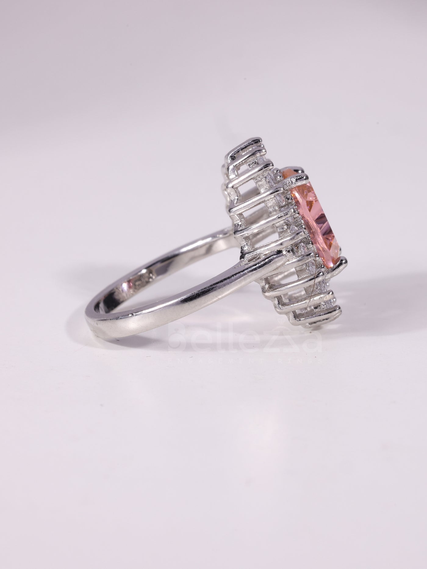 1.50CT-2.50CT Oval Cut Orangy Pink Cluster Diamond Engagement Ring