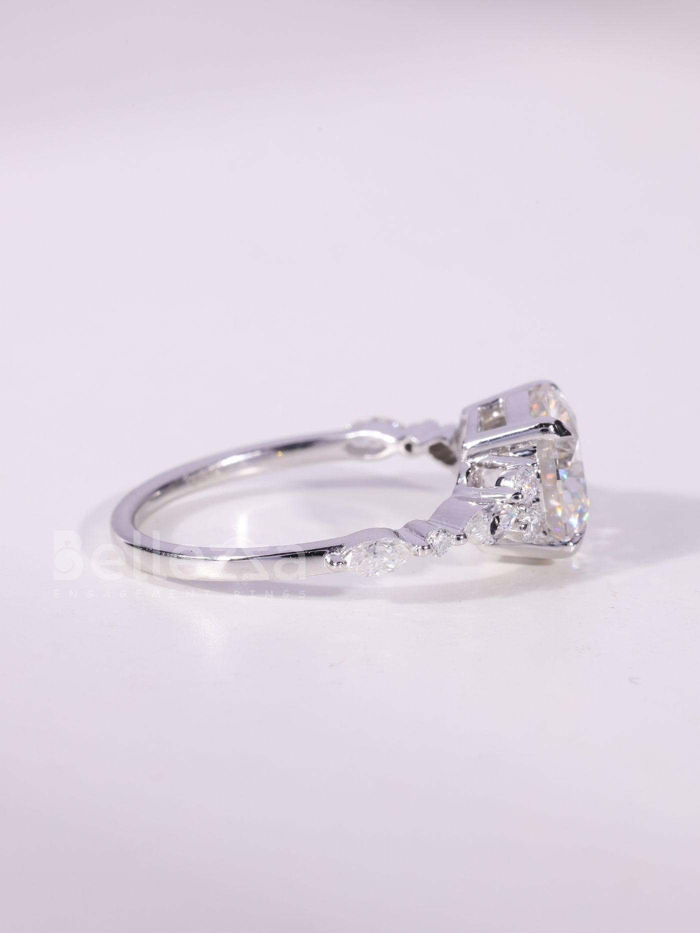 1.0CT-2.0CT Round Brilliant Cut Cluster Diamodn Engagement Ring