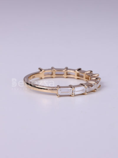 East West Baguette Cut Half Eternity Wedding Band For Her