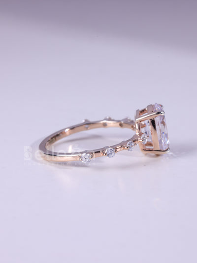 1.20CT Oval Cut Diamond Dainty Pave Setting Moissanite Engagement Ring