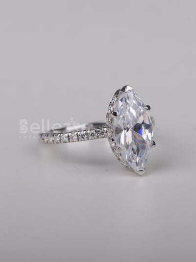 1.0CT Marquise Cut Pave Setting Moissanite Engagement Ring